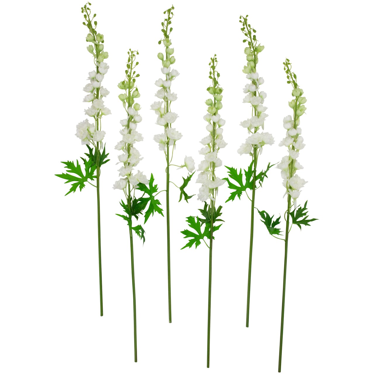 Northlight Real Touch&#x2122; White Delphinium Artificial Floral Stems, Set of 6 - 40&#x22;